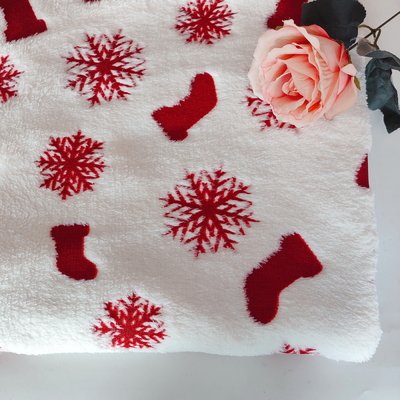 Verzerrungs-Polyester-Flanell-Gewebe beschichtete mit roter Folie 270GSM für Weihnachtskleid