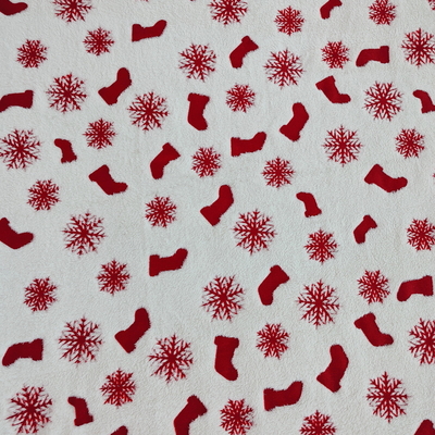 Verzerrungs-Polyester-Flanell-Gewebe beschichtete mit roter Folie 270GSM für Weihnachtskleid
