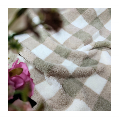 Plaid Druck-Shu Velveteen Fabric-Polyester 100% 280gsm