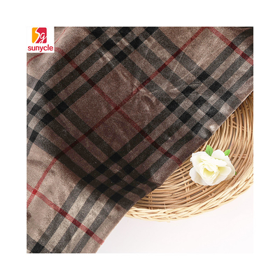 Kaffee-Farbplaid kopierte Samt-Gewebe 240gsm für Pillowslip-Vorhang-Hosen