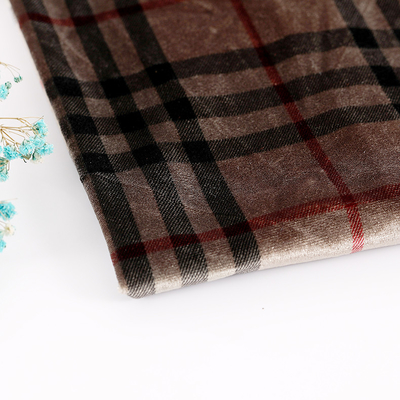 Kaffee-Farbplaid kopierte Samt-Gewebe 240gsm für Pillowslip-Vorhang-Hosen
